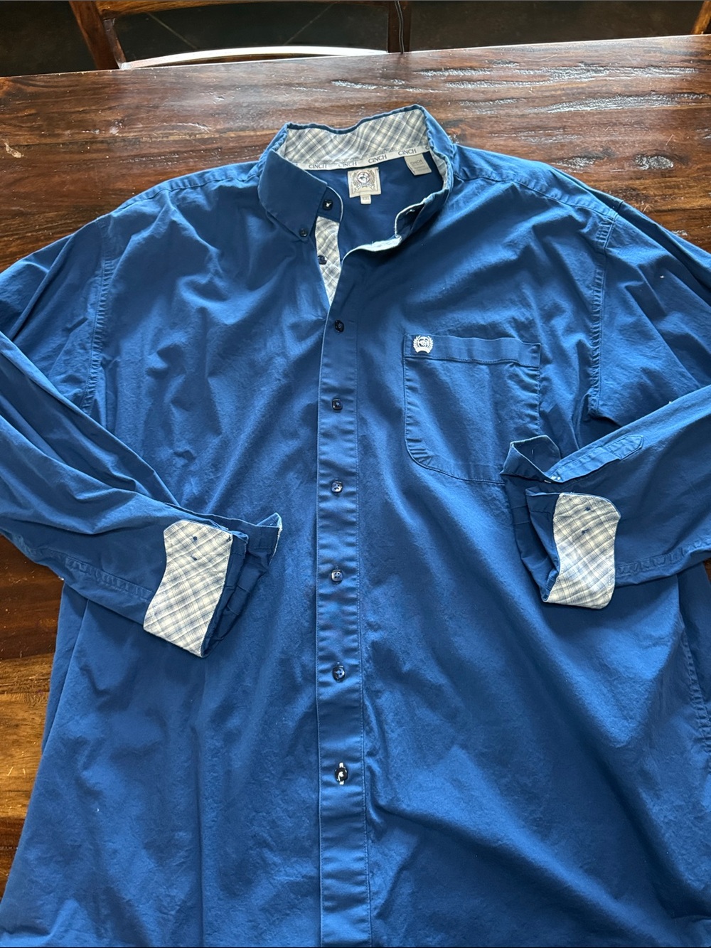 Cinch Men's Royal Blue Button-Down Shirt with Contrast Trim